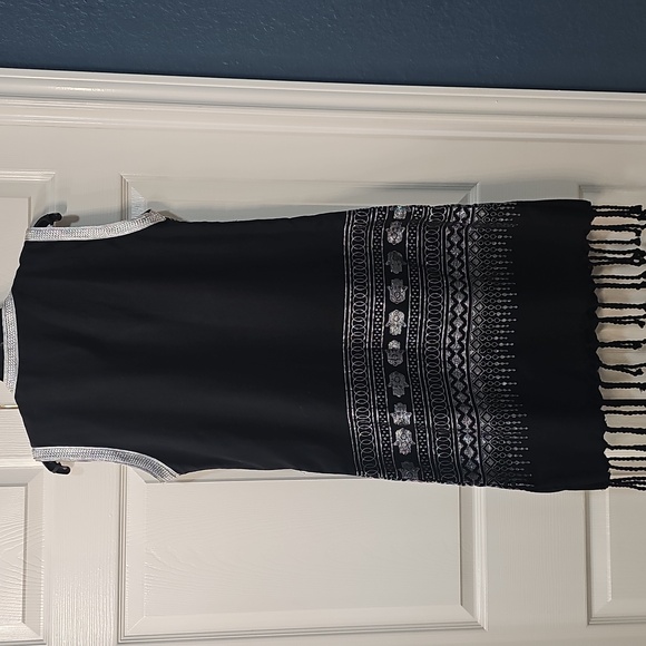 Vintage Rare Ornate Hamsa Metallic Thread Black Tunic Dress Small/Med - Picture 17 of 17